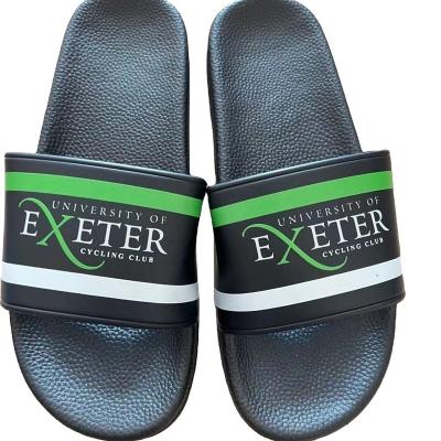 China Designer OEM Fashion PVC Cushioning Customized Custom Embossed Seller Fashion Ladies Slides 3D Logo Beach Black Slipper Custom Made For Men for sale