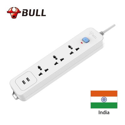 China Good Supplier India South Africa Standard 3 Way Easy Installation 1.8m Power Cord Extension Power Socket Strip Surge Protector With USB Port for sale