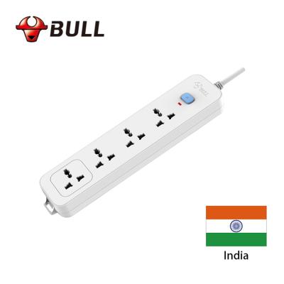 China Easy Installation India South Africa Standard 4 Way 5m Power Cord Plug Multi Extension Switch Electrical Outlets for sale