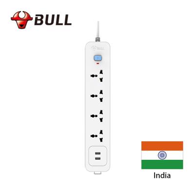 China Easy Installation High Grade India South Africa Standard 4 Way 2 Usb 1.8m Power Cord Extension Power Socket With Usb Port for sale