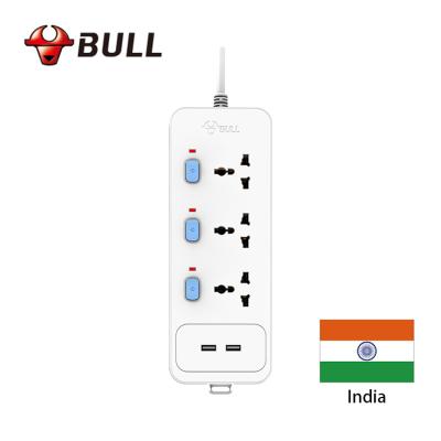 China Hot Selling India South Africa Standard 3 Way 3 Switch 2 Residential/General Purpose Usb Electrical Switches and 1.8m Power Cord Extension Socket for sale