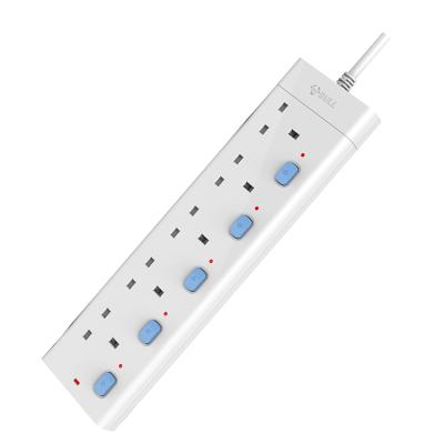 China Latest Product Convenient Wholesale UK Standard 5 Way Safety Multi Switch 3m Cord Electrical Socket Extension Power Strip Surge Protector for sale