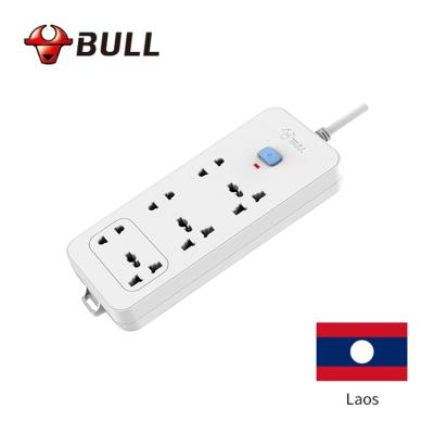 China Hot Selling Easy Installation Laos 3 Meter Power Cord Surge Socket 6 Way Universal Power Extension Socket Table Strip for sale