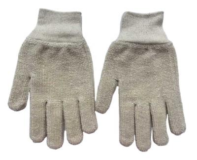 China Safety Work Polyester Terry Knitted Leather Gloves for sale