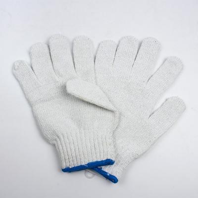 China Protective Hands Good Quality Bleached Color White String Knitted Cotton Safety Glove Suppliers for sale