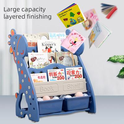 China 2021 New Modern Baby Plastic Indoor Animal Anti-split Storage Safe Deer Kids Furniture Kindergarten Shelf Plastic Book Display for sale