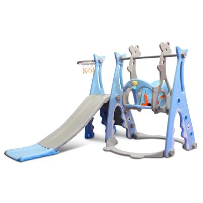 China Cheap indoor kid house plastic slide and swing environmental baby plastic material for sale with basketball stand for sale