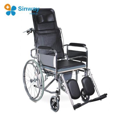 China Steel Folding Commode Chair Disabled Wheelchair With Potty For Sale for sale