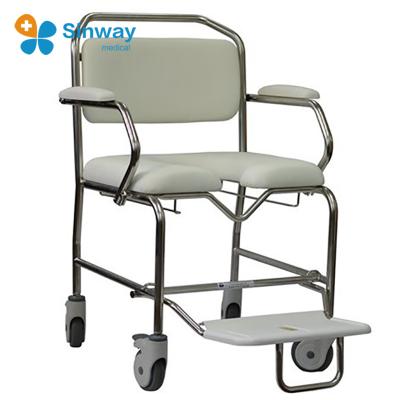 China Bariatric Shower Commode Steel Cheap Movable Chair With Wheels For Sale for sale