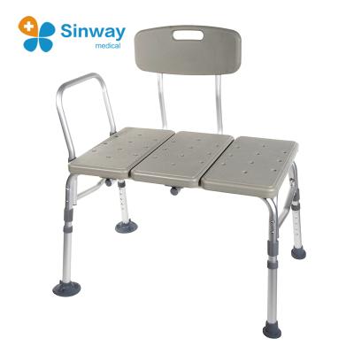 China Aluminum Plastic Knock Down Bariatric Transfer Bath Bench With Adjustable Backrest for sale