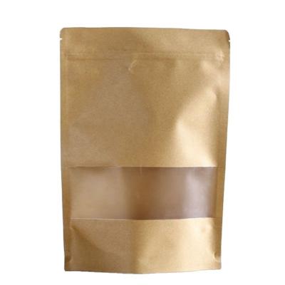 China Recyclable Various Good Quality Ziplock Standup Brown Kraft Paper Food Packaging Clear Window Compound Paper Plastic Pouch Bag for sale