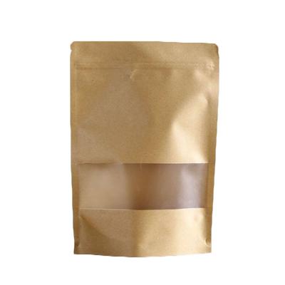 China Plastic Ziplock Paper Bags Made of Brown Recyclable Eco Friendly Food Packaging Wrapping Paper With Windows for sale