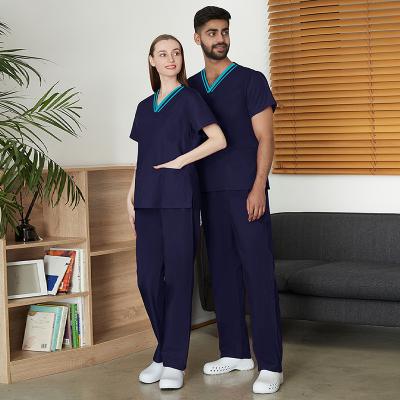 China Eco-friendly Fabric Hospital Cotton Suit Nurse Uniform Short Sleeve Polyester Uniform Sets for sale