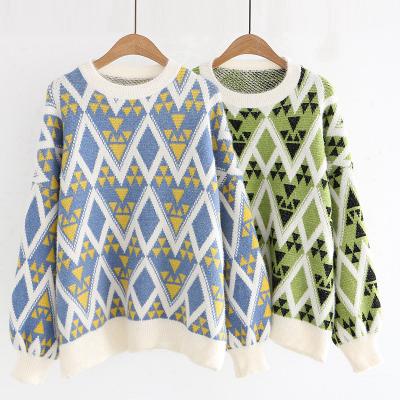 China Anti-wrinkle 2021 autumn and winter style wild loose pattern college round neck sweater sweater for every day for sale