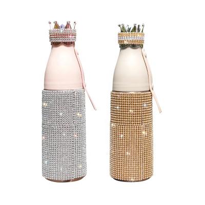 China 2021 Thermos Vacuum Flask PORTABLE Shiny Crystal Stainless Steel Insulated Water Bottle For Crown Little Children's Day Gifts for sale