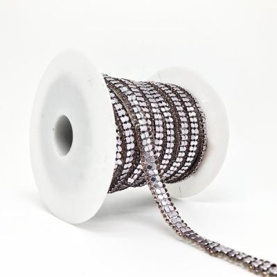 China Bags L135 decorative chainmail chain purple rhinestone hotfix trimming for sale