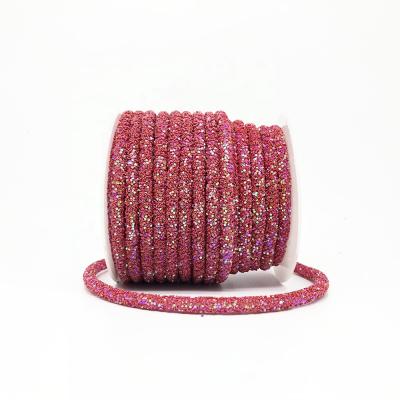 China Bags Round Sparkle Crystal Hotfix Sheet Roll Red, Rhinestone Glitter Rope LR010 6Mm Trim For Diy Jewelry for sale