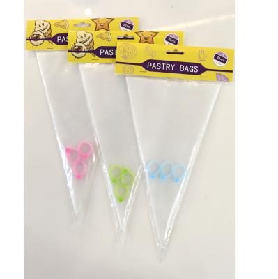 China Disposable Transparent Pissing Bags Disposable Pissing Bag For Cake Decorating Tools With 3 Pieces Decorating Icing Bag Ties for sale