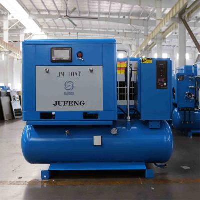 China Jufeng Rand 10hp compressor de aire de tornillo rotativo de primera calidad con secador integrado en venta