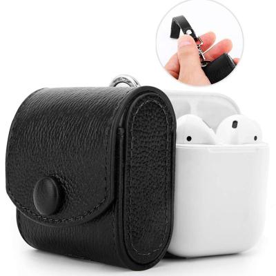 China Custom Designer Earphone Protective Case Exquisite PU Leather Protective Case with Hold Strap for Airpods 1/2 for sale