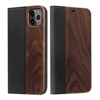 China Anti-fall Custom Design Flip Cover Wooden Leather Phone Wallet Mobile Case For Iphone 6 maker 7 8 X XS XR 11 pro 12 mini 13 max for sale