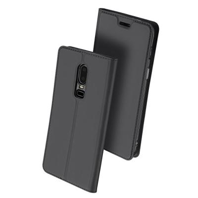 China Super Slim OnePlus 6 Cell Phone Case Cover With Card Holder Leather PU Flip Wallet Case for sale