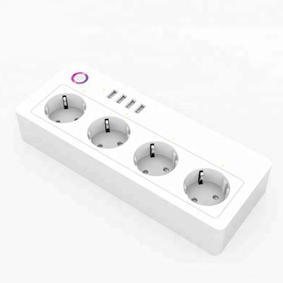 China Residential / General Purpose Extension Socket With 4 Outlets And 4 USB Ports Power Strip Remote Control Smart EU for sale