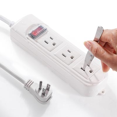 China 6ft (1.8m) American Standard Three - Hole Waterproof Kitchen Bathroom Outlet Power Strip US Available Plug for sale