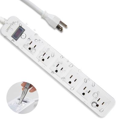 China Residential / Multi-Purpose Six - Hole Outdoor US Kitchen Extension Power Strip Bathroom Splashproof Waterproof 1.8m Plug White for sale