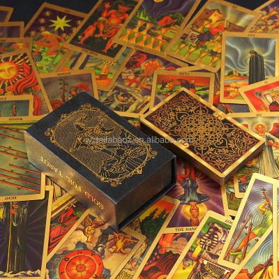 China Entertaiment Playing Cards Gold Leaf Tarot Cards Wholesale Plastic Pvc Waterproof Tarot Cards Poker Board Game Bronzing Edge Card Tarot for sale