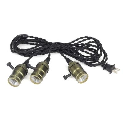 China Dimmer vintage triple sockets pendant lamp cord-connector, hanging lamp light cord cable plug and switch, lamp cable for sale