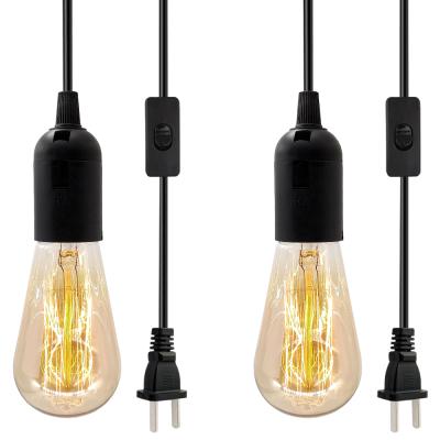 China Vintage Modern Plug in Hanging Light Kit, 2 Pack Industrial Pendant Light Fixture, E26 E27 Retro Hanging Lights with Rope Plug for sale