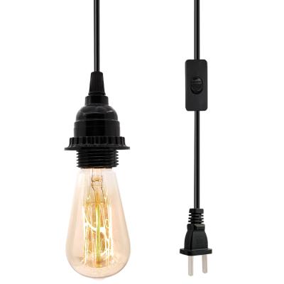 China Modern Socket Hanging Light Kit , Industrial Pendant Light Fixture , E26 E27 Retro Hanging Lights With Rope Plug for sale