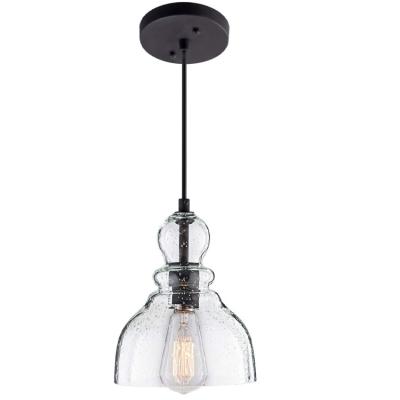 China Industrial Minimalist Pendant Lighting, Adjustable Rope Hanging Lights With Clear Seeded Glass Shade Pendant Light For Dining for sale