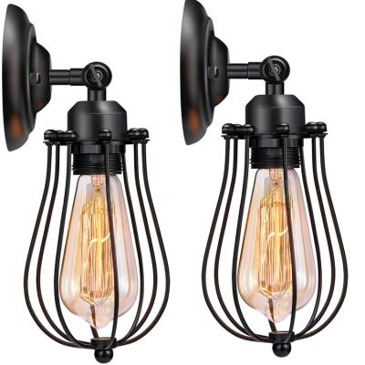 China Vintage Industrial Style Adjustable Black Wall Lamp Sconce Cage Wire Wall Sconce for Bedroom Garage Porch Dresser for sale