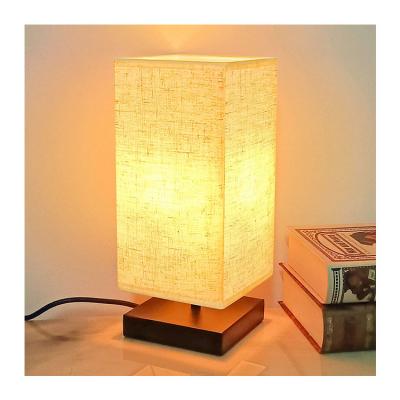 China Sleek and Stylish Design of Small Table Lamp Bedside Table Lamp, Minimalist Table Lamp Bedside Desk Lamp with Square Fabric Flaxen Shade for Bedroom, Living Room, Dorm for sale