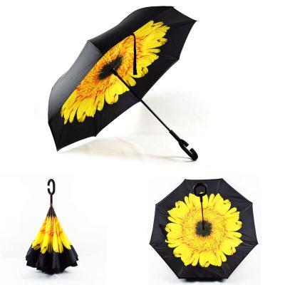 China Hot Selling Modern Double Layer C Handle Waterproof Reverse Folding Umbrella for sale