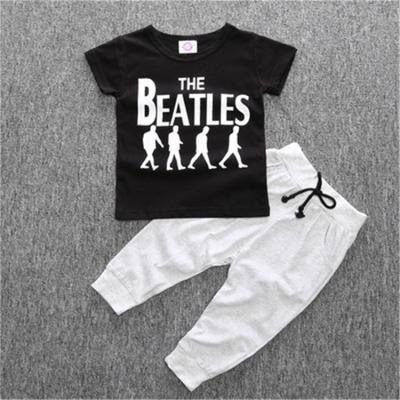 China Boy Casual Short Sleeve Pants Summer Suit Letter Printing Suit Baby Boy Two-piece Set for sale