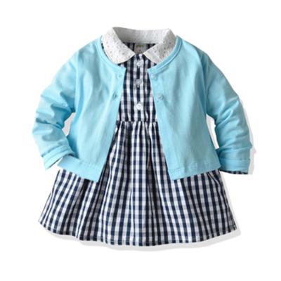 China New Designs 2020 Summer Breathable Girls Dressing Gowns Fashion Cotton Print Plaid Dress Suit Kids Girls Clothing for sale