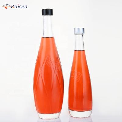 China Custom Beverage 320ml 500ml 700ML Water Juice Glass Drink Bottles Water Bottle With Lids for sale