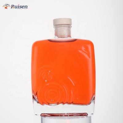 China Empty Flat Beverage 500ml Brandy Glass Rum Liquor Bottle Whiskey Glass Bottle For Alcoholic Maker for sale