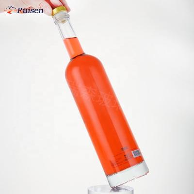 China Hot Selling Empty Glass 700ml 750ml Beverage Cylinder Bottles Cl 75 Glass Vodka Bottle Glass Liquor Bottle for sale