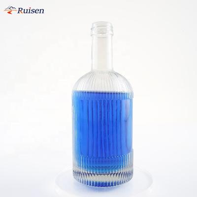 China Custom Texture Wine Alcohol Bottle Embossment Glass Slim Glass Bottle For Gin Bottom Very Thicker for sale