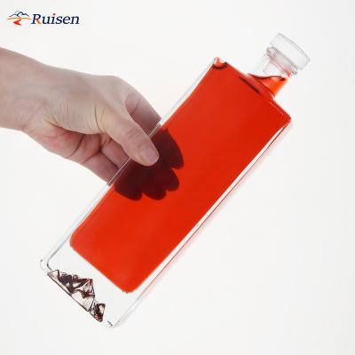 China Flat Glass Bottle Liquor Square Beverage Bottle 500ML Stock Whiskey Bottle for sale