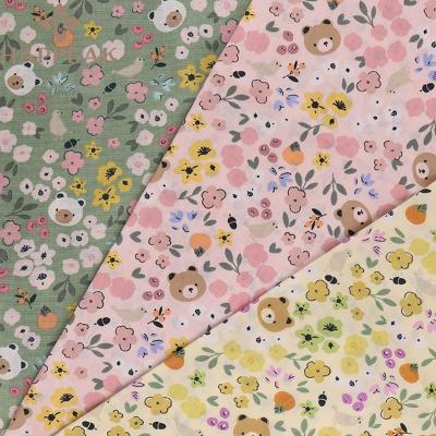 China HAPPEAK Floral 100% Cotton Fabric Shrink-Resistant Cute Bear Printing Cotton Poplin Woven Fabric Fabric for sale