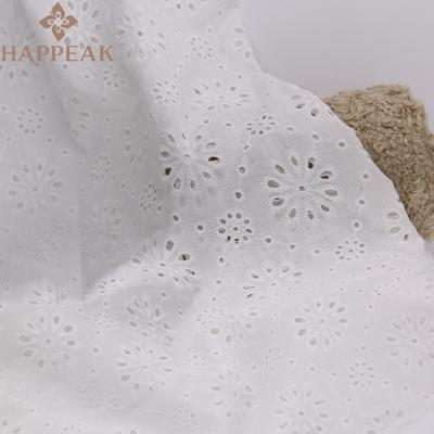 China Cotton Breathable Eyelet Guipure Lace Fabric High Quality Durable 100% Woven Cotton Embroidery Fabric for sale