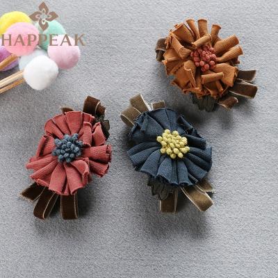 China Custom HAPPEAK Decoration Craft Corsage Casual Handmade Cloth Accessories Brooch Pin For Girls Children for sale