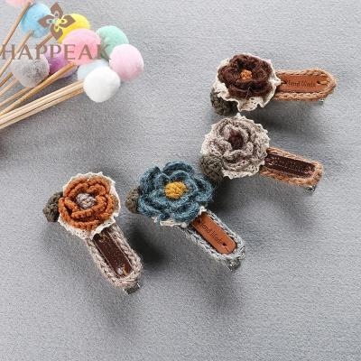 China Cute Handmade Hair Decoration Fashion Flower Hair Clip Hairpins Decoration Crochet Hair Clips For Women Girls Kids for sale