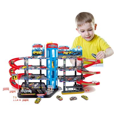 China Slot Toy Boy Toys 2*4 Layer Garage Lot With Elevator Toy Car Lift Diecast Toy Vehicles for sale