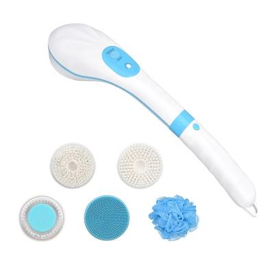 China Long Handle Docking OEM ODM 5 in 1 Shower Cleaning Brush Waterproof Multifunctional Electric Body Bath Brush for sale